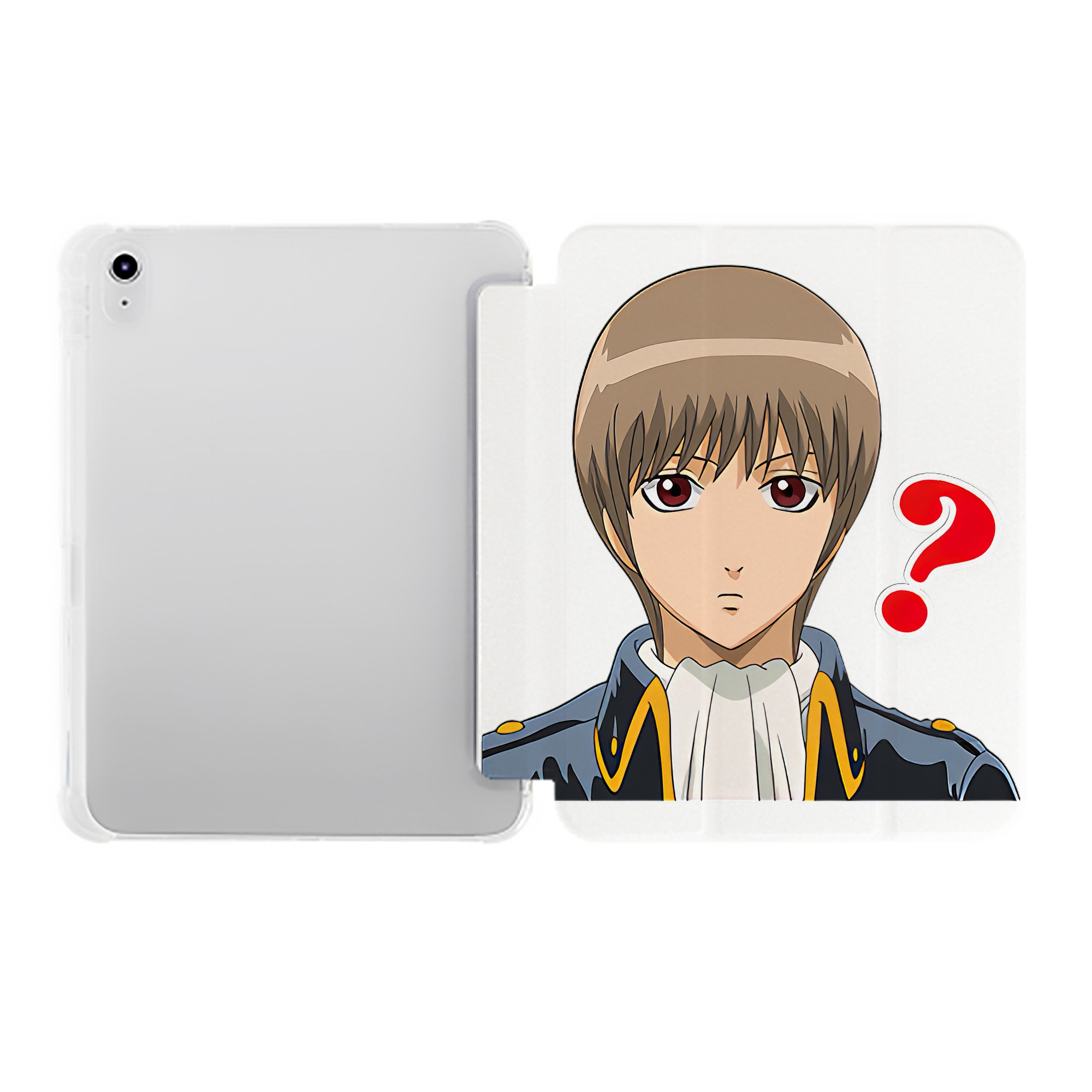 （画像用） ぎんたま 坂田銀時（さかたぎんとき） 神楽 志村新八（しむら しんぱち） GINTAMA Sakata Gintoki Kagura Shimura Shinpachi IPad ケース ペン収納付き 三つ折りスタンド PUレザー×シリコン 対応機種9.5/10.5/10.9インチ